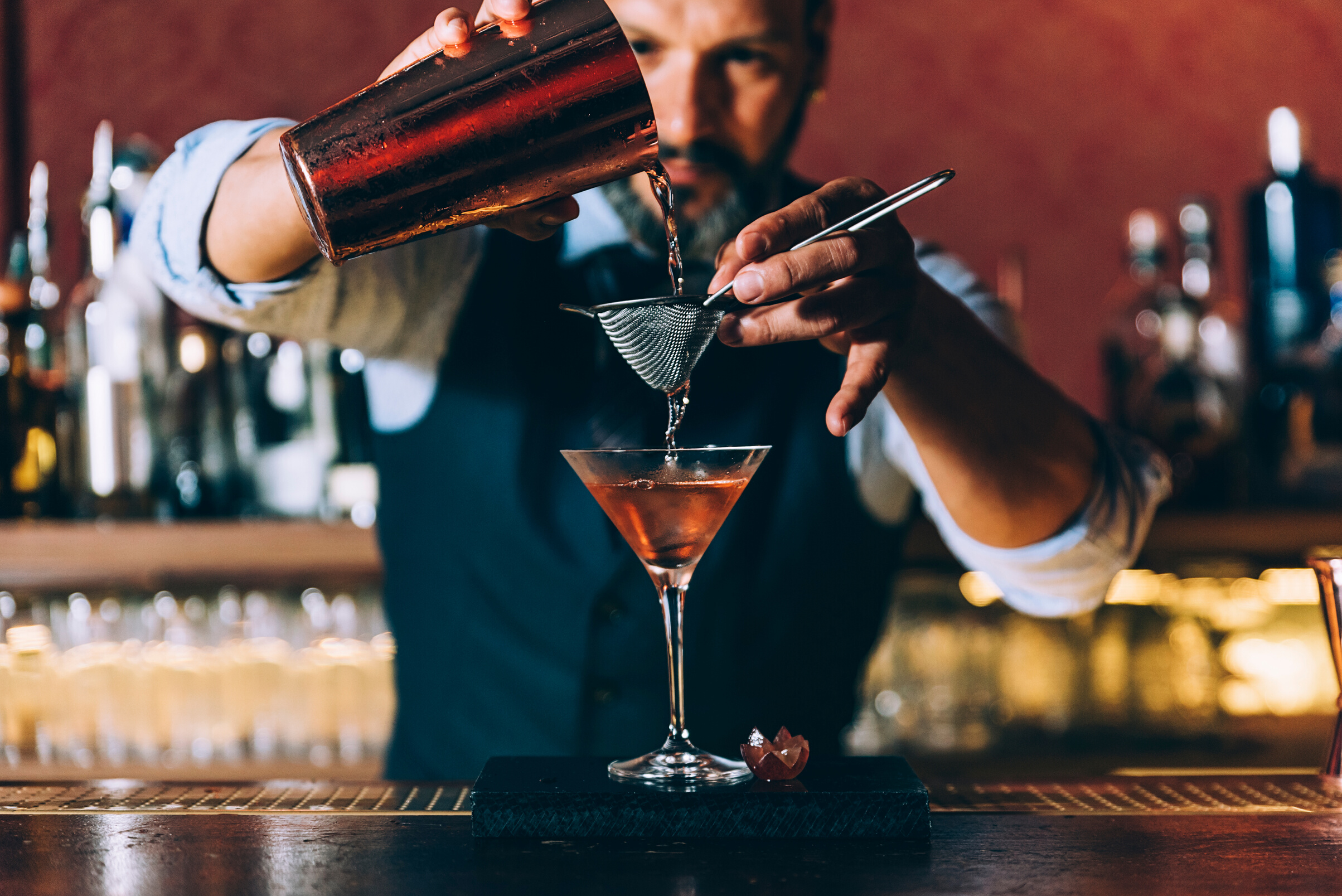 Bartender making drink